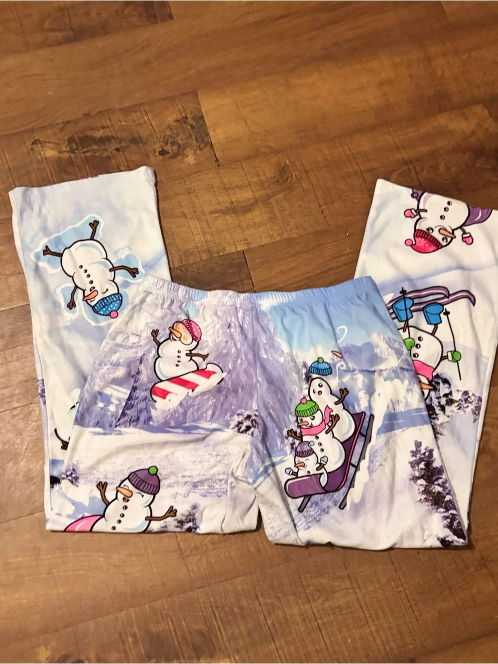 Justice Purple Snowman Print Pajama Bottoms